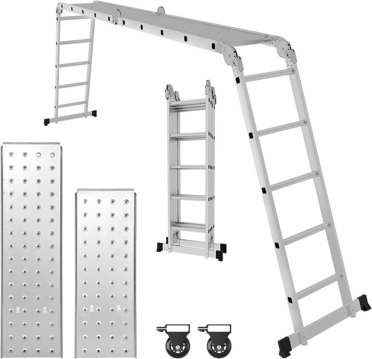Multifunctionele Ladder - Klapladder Werkladder - Klusklare Oplossingen - 7-in-1 Ontwerp - 5.8 Meter - Aluminium