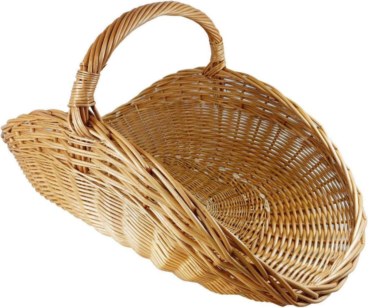 Wicker Mand - Houtmand Riet - Haardhout Opslag - Handgeweven Kwaliteit - 64 x 35 x 32cm - Natuurlijk