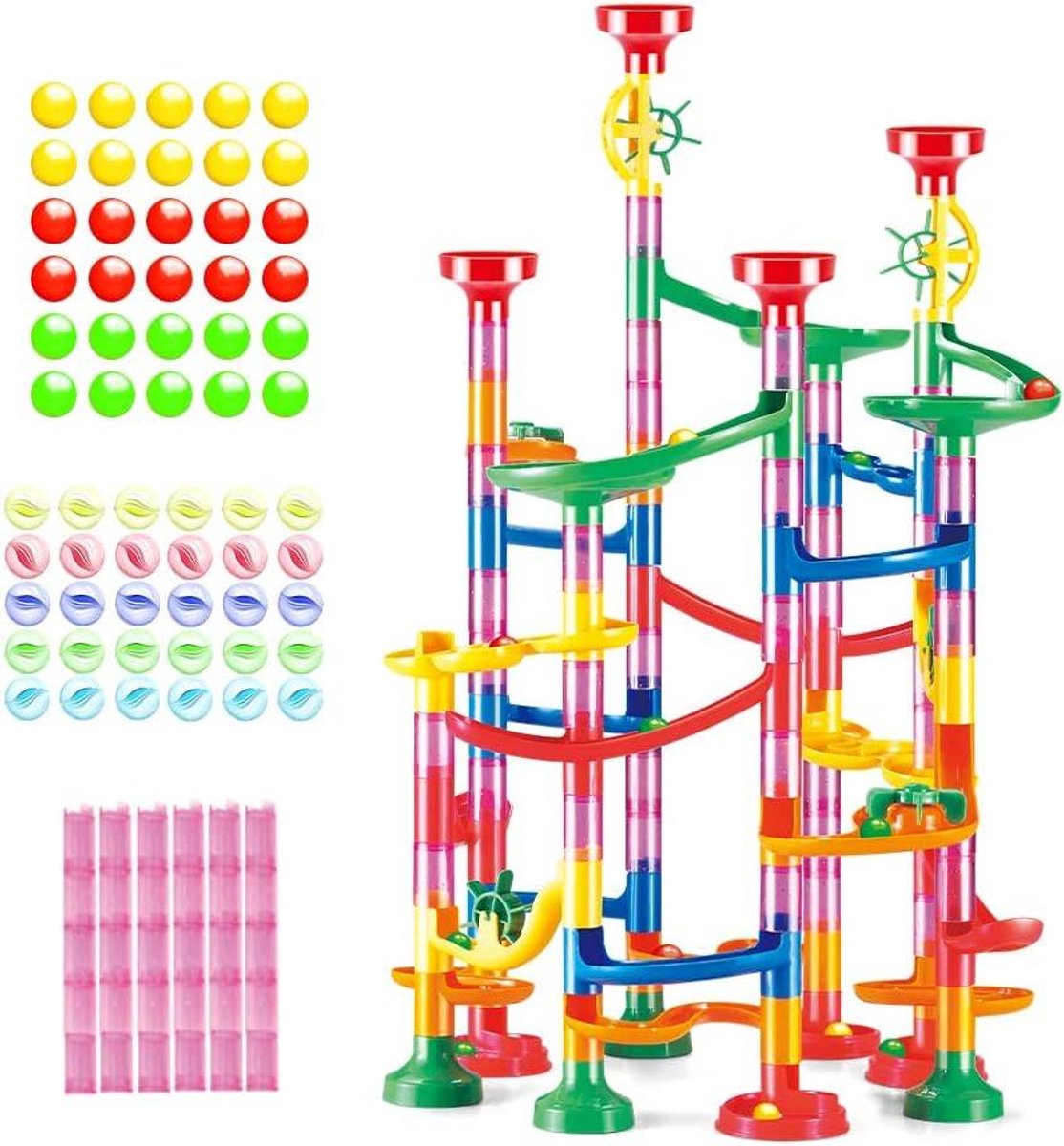 Knikkerbaan Bouwset - Educatief Spel - Creatief Spelen - 169 Stukken - Grote Stukken - Veelkleurig