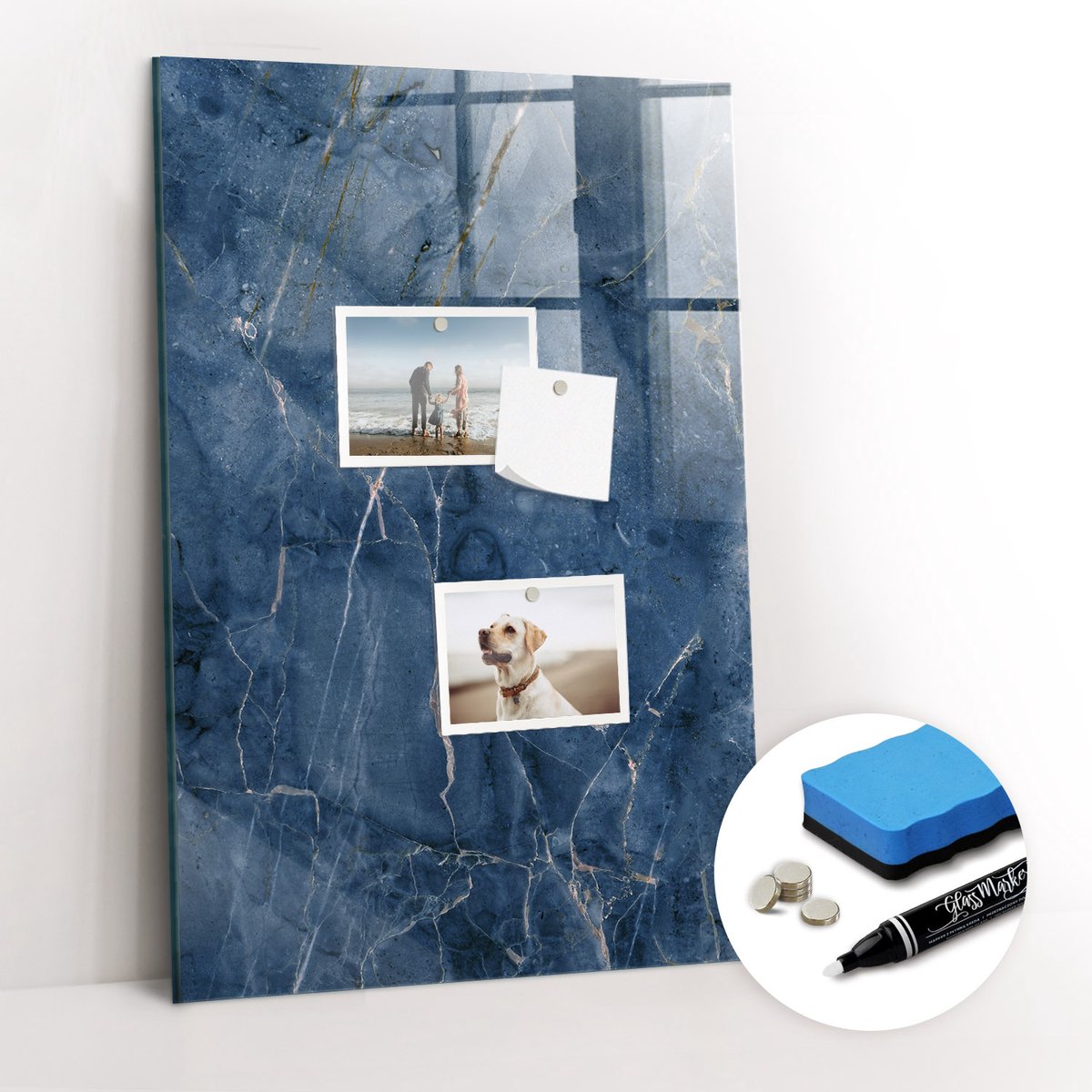 Tulup Whitebord - Decoratief marmer - 40 x 60 cm - Marine Magnetic Board - Gratis 5 Sterke Magneten + Whiteboard Marker & Wisser - Design Memobord - Memobord Magnetisch - Productiviteit Tools