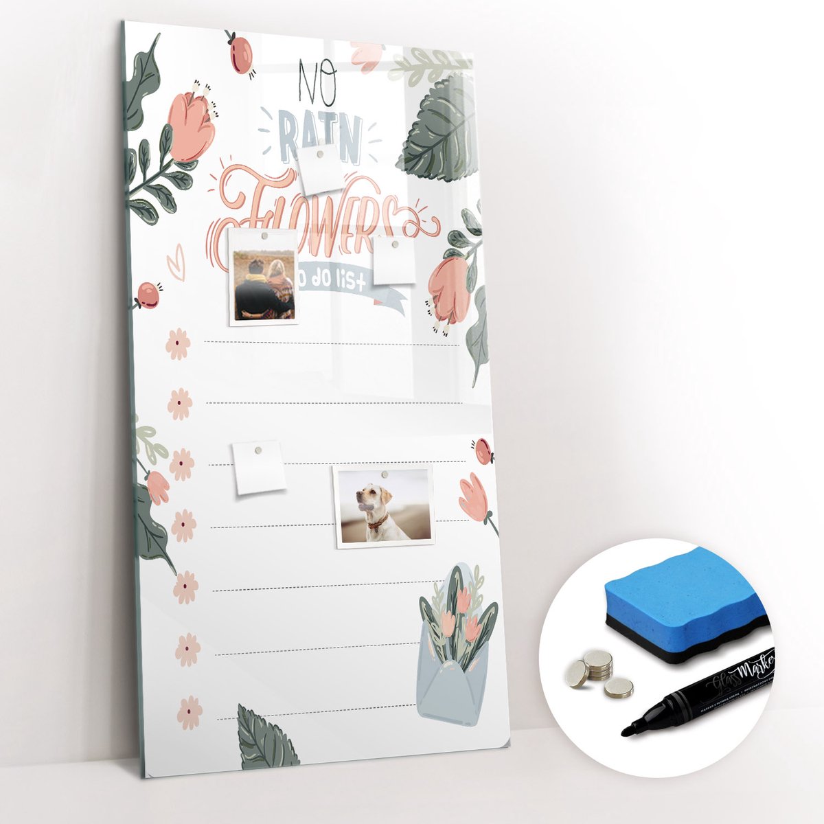 Tulup Whitebord - Decoratielijst - 60 x 120 cm - Roze Magneetbord Design - Gratis 5 Sterke Magneten + Whiteboard Marker & Wisser - Decoratief Magnetisch Bord - Magneetbord Keuken - Ideeënbord Thuiswerkplek