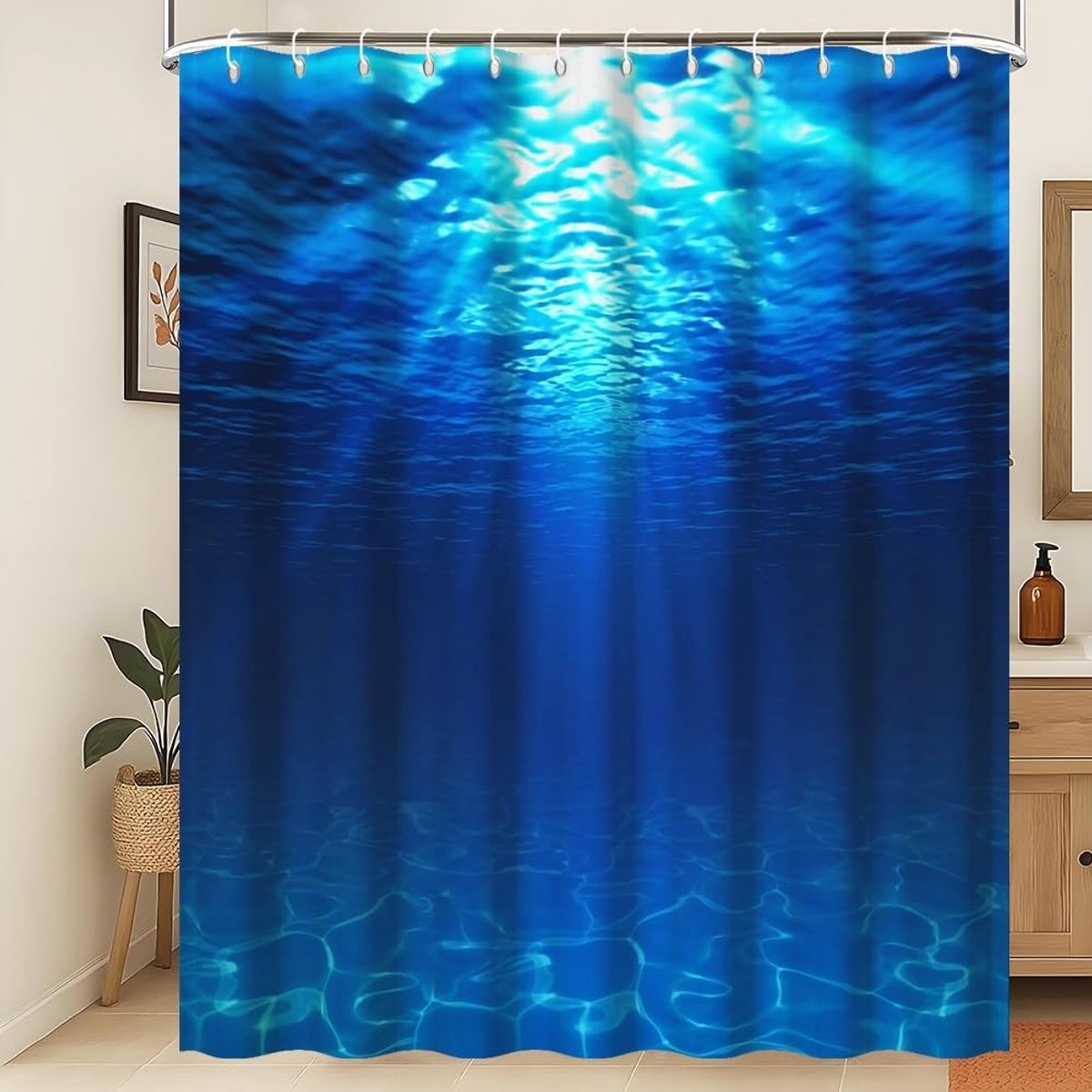 Douchegordijn water douchegordijn zomervakantie in strand zwembad zee douchegordijn diepzee blauw oceaan landschap douchegordijn machine wasbaar waterdichte stof 200 x 180 cm