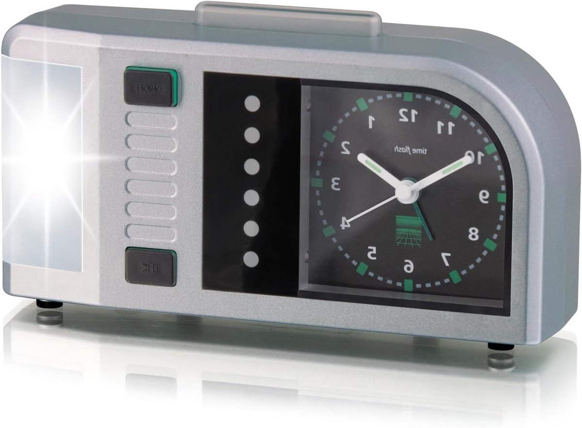 Wekker met Licht - Flash Alarm - Opgewekt Worden - Telefoon Signalen - 17.5 cm - Zilver Zwart