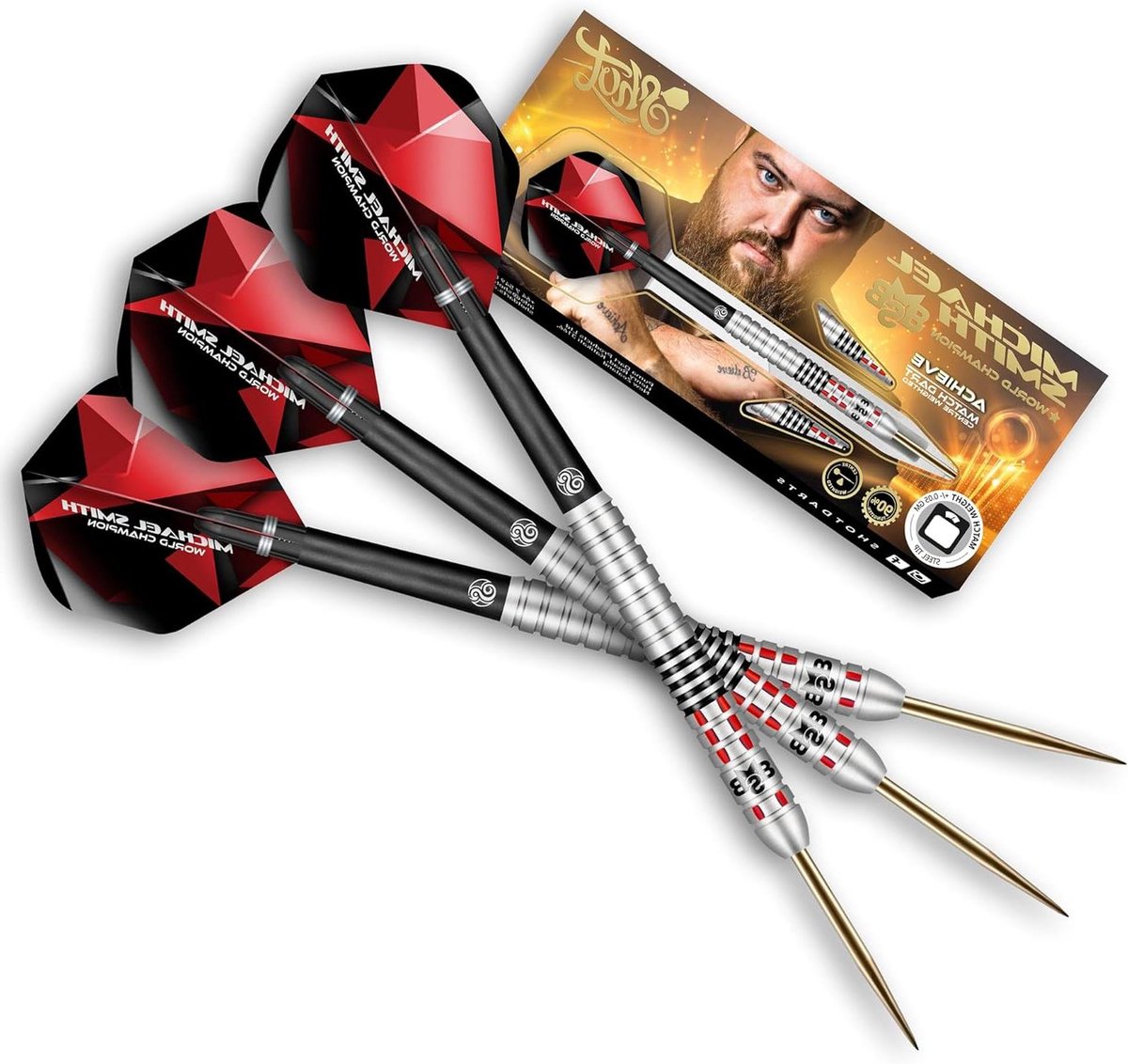 Steeltip Darts - Tungsten Darts - Precisie Werpen - 90% Tungsten Materiaal - 26 gram - Zilver Rood Zwart