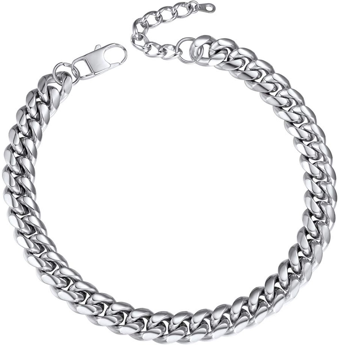 4,8/6/10/14 mm Herenketting Roestvrij staal/Verguld/Zwart, Miami-ketting, lengte 36/46/51/55/61/66/71/76 cm, Herenjuwelen in hiphopstijl