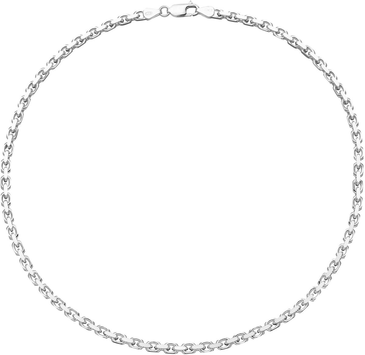 Schakelketting 5 mm ketting 45 cm sterling zilver 925, Zilver, Zirkonia