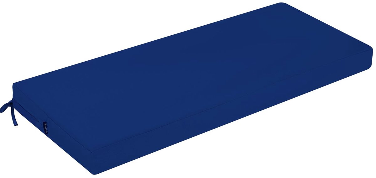 Bankkussen voor buiten, comfortabel schuimbankkussen, zitkussen, waterdicht zitkussen, schommelbankkussen met banden, verdikt kussen voor tuinmeubelen, 120 x 40 cm, blauw