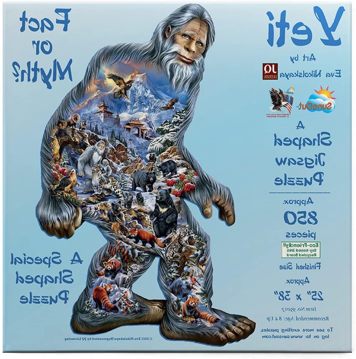 Legpuzzel Yeti - Fantasie Puzzel Dieren - Ontspannend Puzzelen - Unieke Vorm Stukjes - 850 Stukjes - Kleurrijk