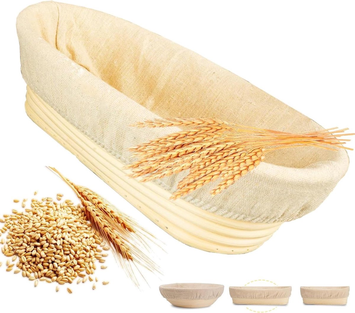 Ovaal Rijsmand - Broodmand Rijs - Brood Bakken - Handgemaakt Rotan - 28 cm - Natuurlijke Kleur