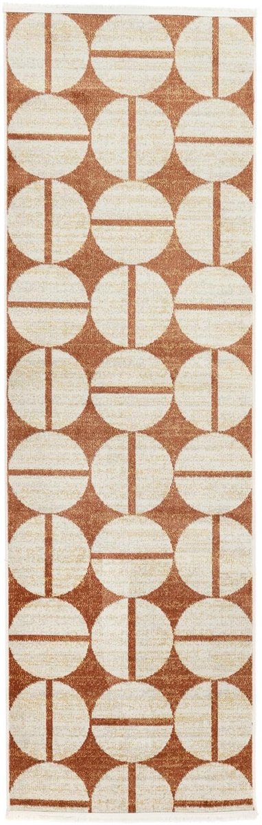 Vloerkleed, Moderne, 80 x 250 cm, Rechthoekig, Laagpolig, Woonkamer, Slaapkamer, Keuken, Hal, Machinewas, Roestkleur