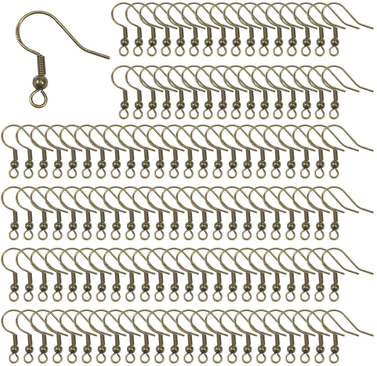 TOAOB 100 stuks Oorbelhaken 925 Verzilverd Oorhaken met Bolspoel 18 x 19 mm Antiek Bronzen Oorbelhaken Onbewerkte Sieradenaccessoires voor Doe-het-zelf Oorbellen Sieraden Maken
