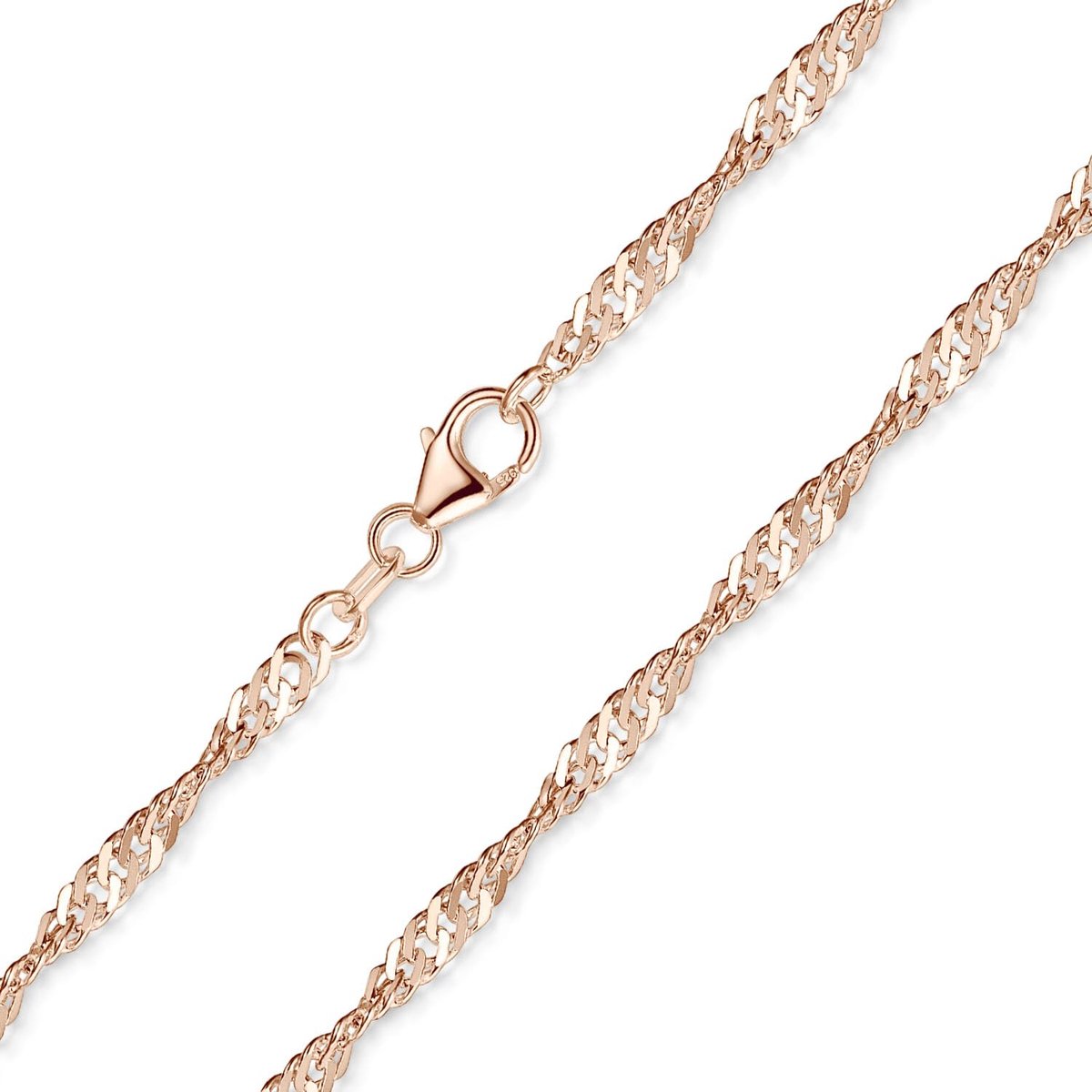 by Matthias Wagner Singapore-ketting roségoud 925 zilver rosé verguld 3 mm K11