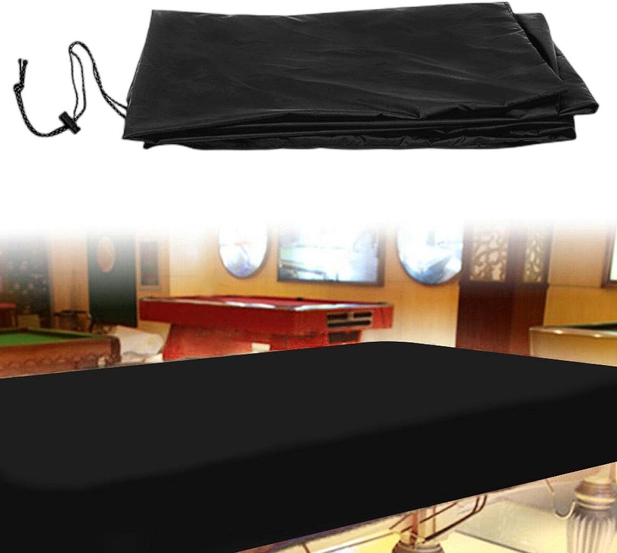 Biljarttafelhoes - Tafelkleed Pooltafel - Bescherming Tafel - Waterdicht Oxford Stof - 285 x 158 x 20 cm - Zwart