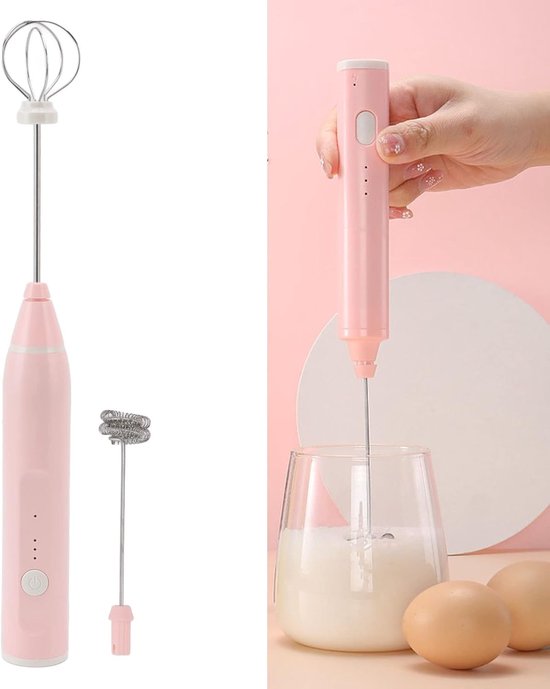 Elektrische Mini Garde - Draadloze Klopper - Drankjes Schuimen - 3 Snelheidsstanden - 165 g - Roze — afbeelding 3