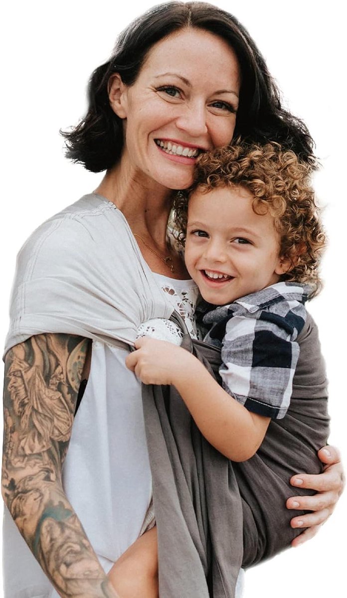 Draagdoek Ring Sling - Baby Draagzak - Baby Dragen - Bamboe Linnen Mix - 60 x 50 cm - Stormgrijs