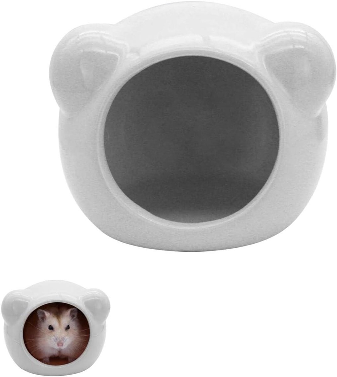 Hamster Verstopplaats - Keramiek Nest Grot - Knaagdier Schuilplaats - Schattig Beer Ontwerp - 9 x 9 x 10 cm