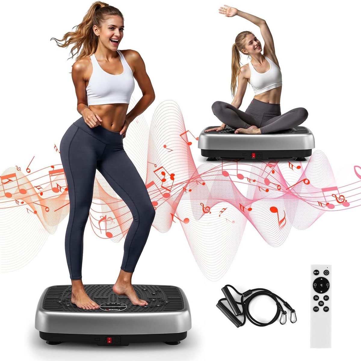 Vibrerende Platform - Trilplaat Fitness - Spierversterking Thuis - Verschillende Intensiteitsniveaus - 57 x 40 cm - Grijs
