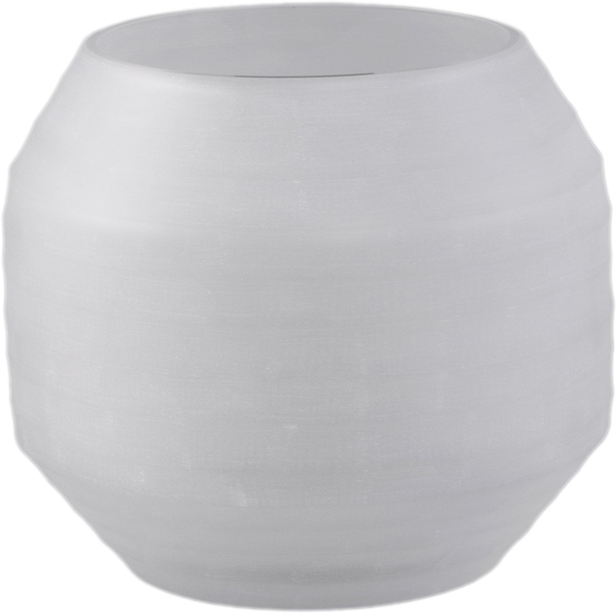 PTMD Malia White Glass Vase Round Stripe Cutting S
