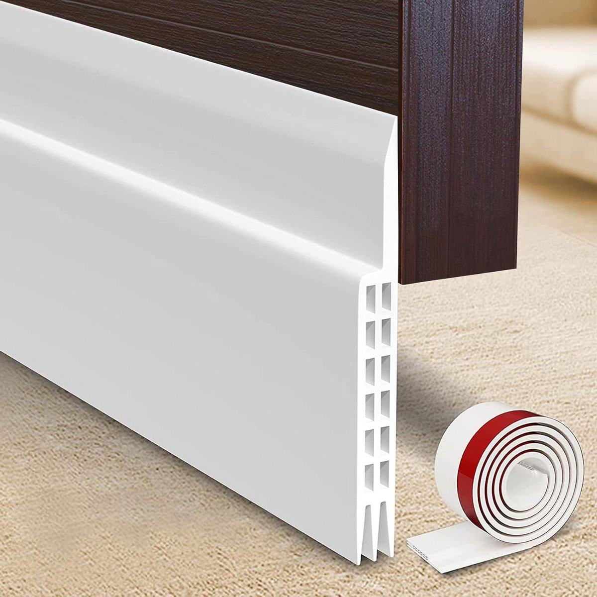 Deur Tochtstopper - Dichtingsstrip Deur - Tocht Buiten Houden - Extra Brede Afdichting - 39 Inch Lengte - Wit