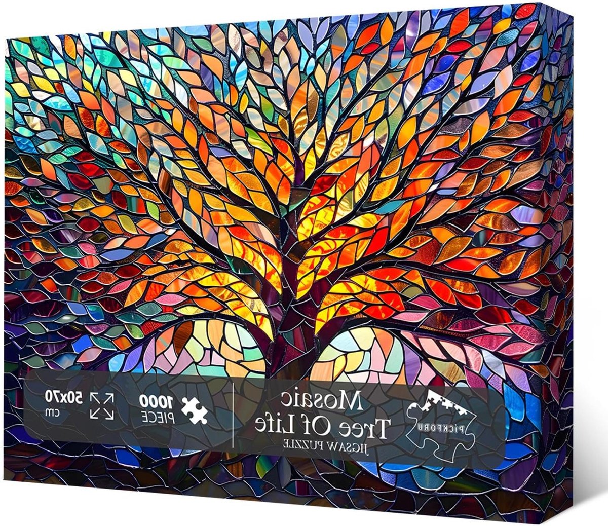 Levensboom Puzzel 1000 Stukjes - Uitdagende Kleurrijke Glas Mozaïek Puzzel voor Volwassenen