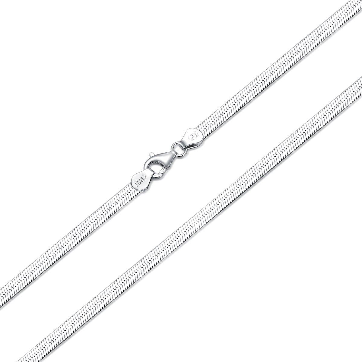 925 sterling zilver, 2 mm, 3 mm, flexibele platte Italiaanse slangenketting, halsketting voor vrouwen en mannen