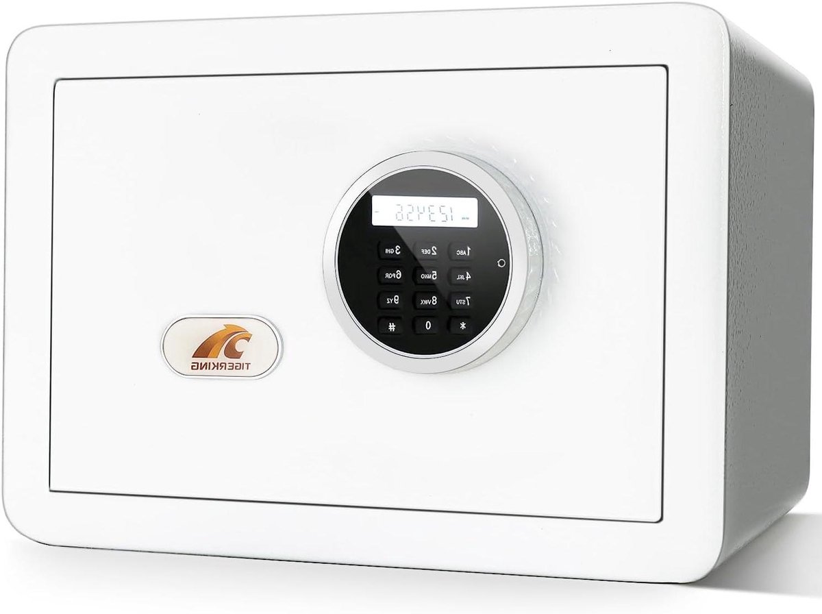 Digitale Kluis - Veiligheidskist - Waardevolle Spullen - Dubbel Alarm Systeem - 34 cm Breed - Wit