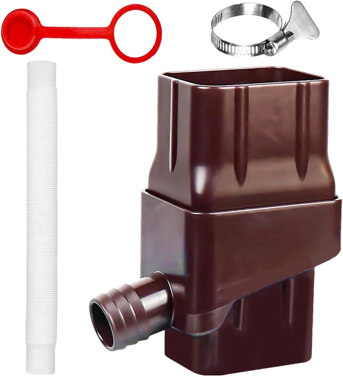 Regenpijp Omleider - Regenwater Opvang - Water Besparen - Ingebouwd Filtersysteem - Voor 2x3 inch pijpen - Bruin