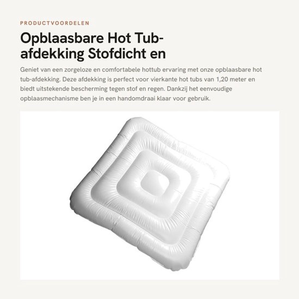 Hot Tub Afdekking Stofdicht - Regendicht - Opblaasbaar - Geïsoleerd - Duurzaam - Eenvoudige Installatie - Spa Afdekking