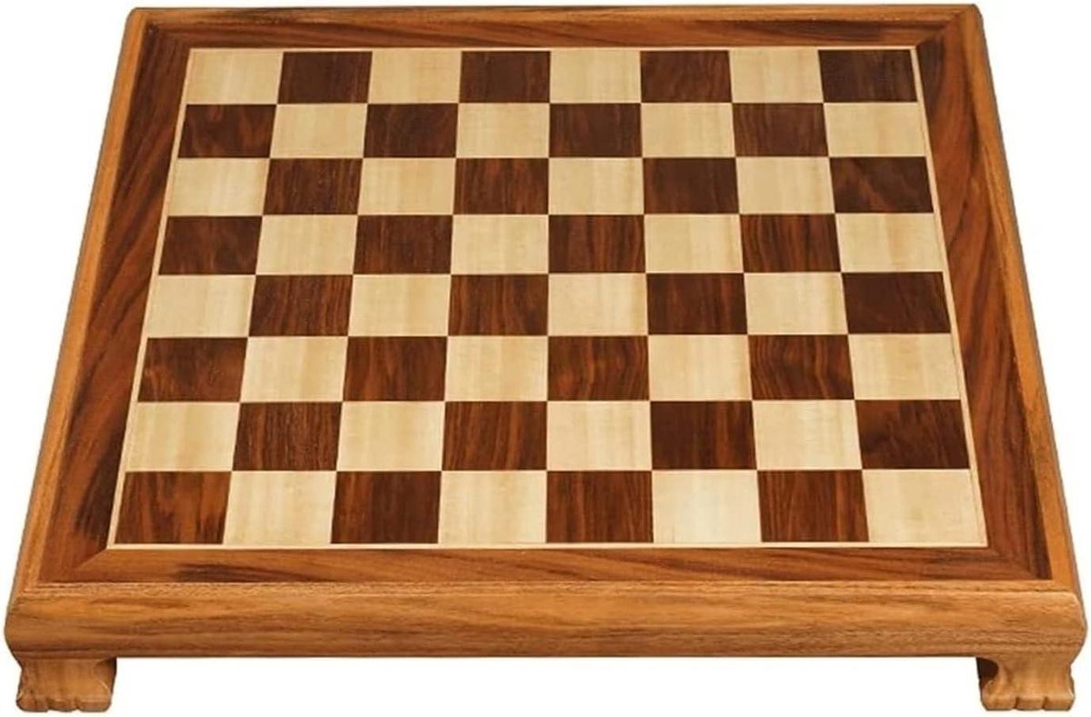 Schaakbord Massief Hout - Schaakspel Schaken Set - Intellectueel Spel - Massief Houten Frame - 48.4x48.4x7.2cm - Houtkleur
