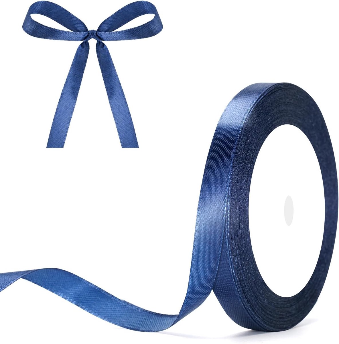 Donkerblauwe Satijnen Lint 10mm: Decoratief Cadeaulint, 22m Lint voor Creatieve Projecten, Versiering en Cadeauverpakking