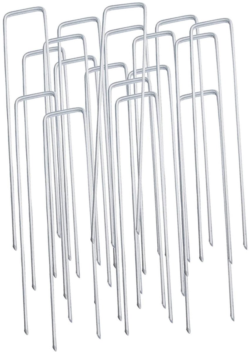Omgoods - Set van 30 Sterke Gegalvaniseerde U-vormige Nagelpins voor Tuingebruik