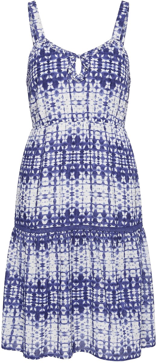 Studio Untold - Dames - Midi-jurk mouwloze A-lijn strepen sierbanden - Donkerblauw - Maat 54+