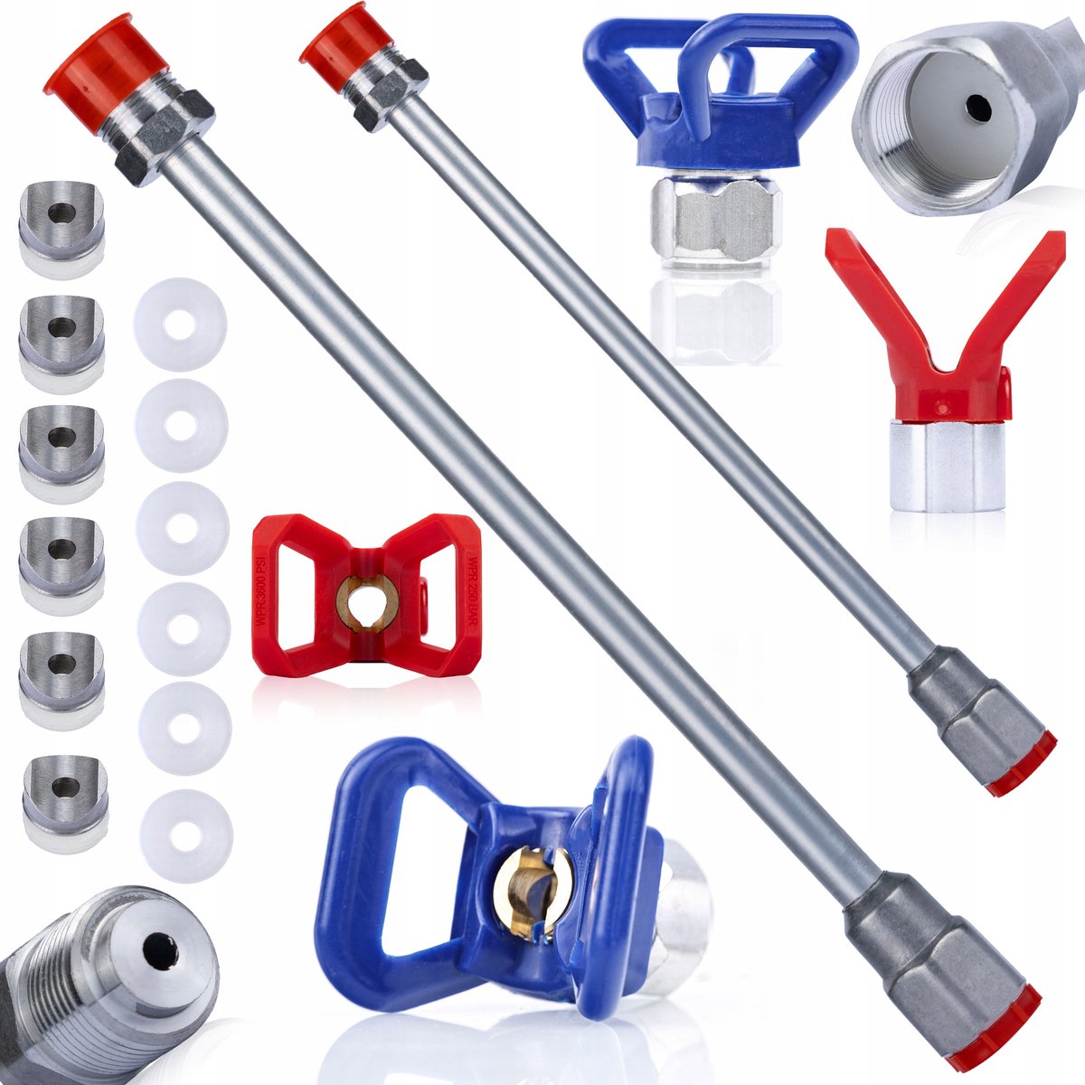 Rosfix Hogedruklans Set - 30 cm & 50 cm, 7/8'' Gwint - Roestvrijstalen Spuitmondkap, Afdichtingen
