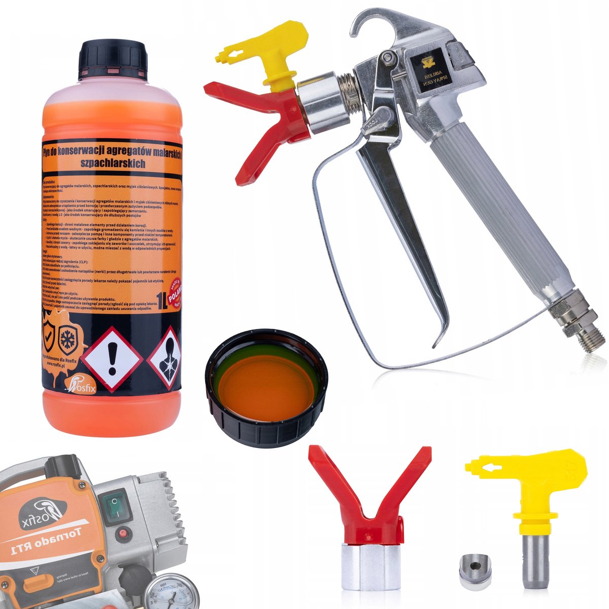 Rosfix Conserveer- en Reinigingsvloeistof PaintPatron 3w1 Set - Spuitpistool 517