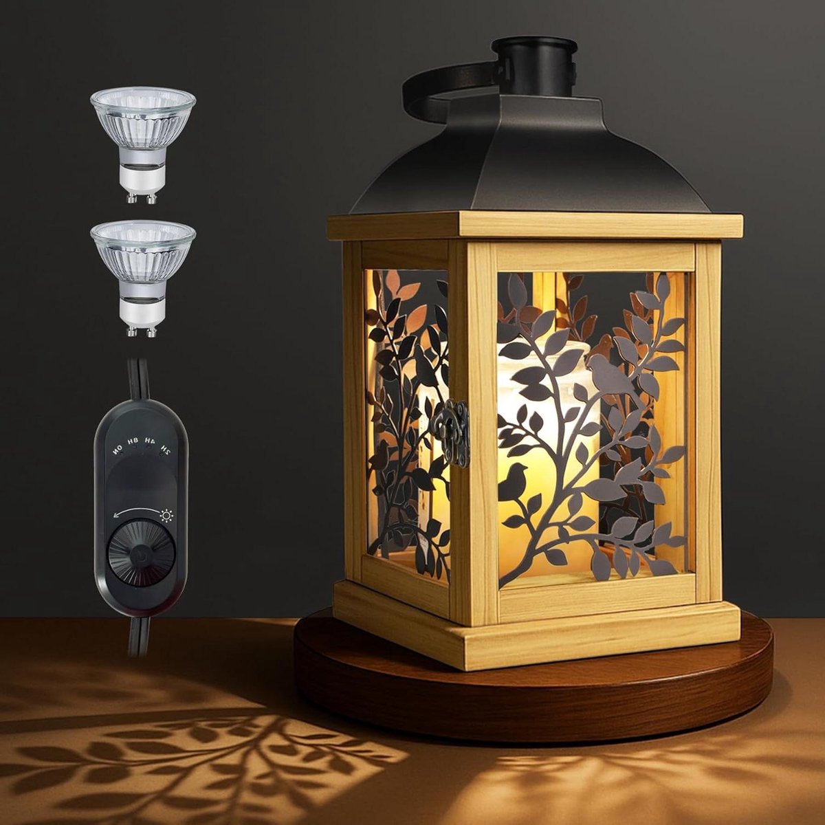 Kaars Warmer - Elektrische Smelter - Huis Decoratie - Met Timer - 30cm Hoog - Houtkleur