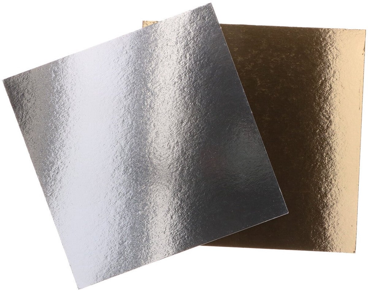 FunCakes Taartkarton - Goud/Zilver - 25x25 cm / 1 mm - 3 Stuks - Taartonderlegger