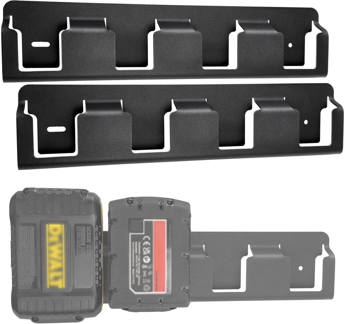 Omgoods - Wandhouder voor 4 Gereedschapsbatterijen (2-pack)