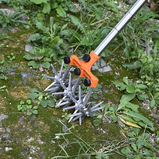 Roterende cultivator Tuinroterende cultivator Verstelbare roestvrijstalen paal Handmatige cultivator Voor het mengen of opnieuw inzaaien van grond Gazoncultivator Totale lengte 57 inch van Merkloos	 — afbeelding 4