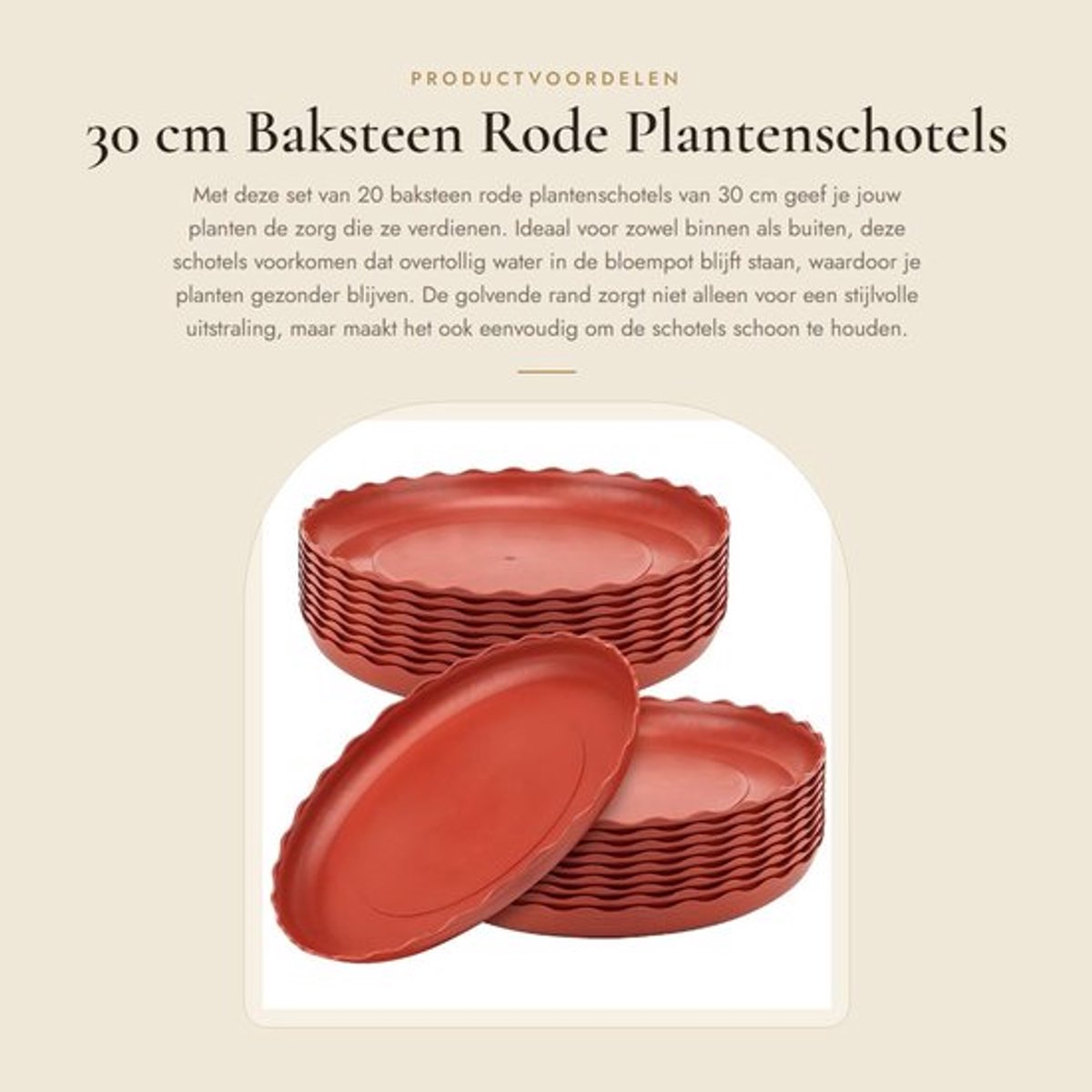 Plantenschotels 30 cm - Bloempot Onderzetter - Plastic - Golvende Rand - 20 Stuks - Sterk Draagvermogen - Bloempotonderzetter