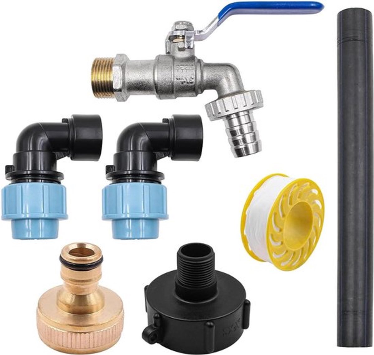 Compatibele IBC-adapter voor 1000L Watertank Regenton - Messingkraan - Zwanenhals 3/4 duim - Regentankadapter - Geschikt voor IBC-container - Regentonaccessoire