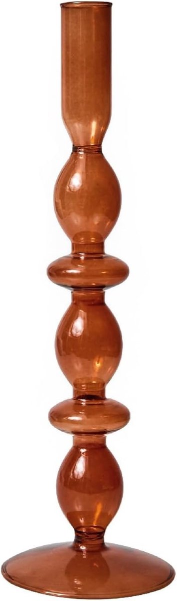 Glazen Kaarsenhouder - Kandelaar Vaas - Tafeldecoratie - Multifunctioneel - 1 ring lang - Bruin