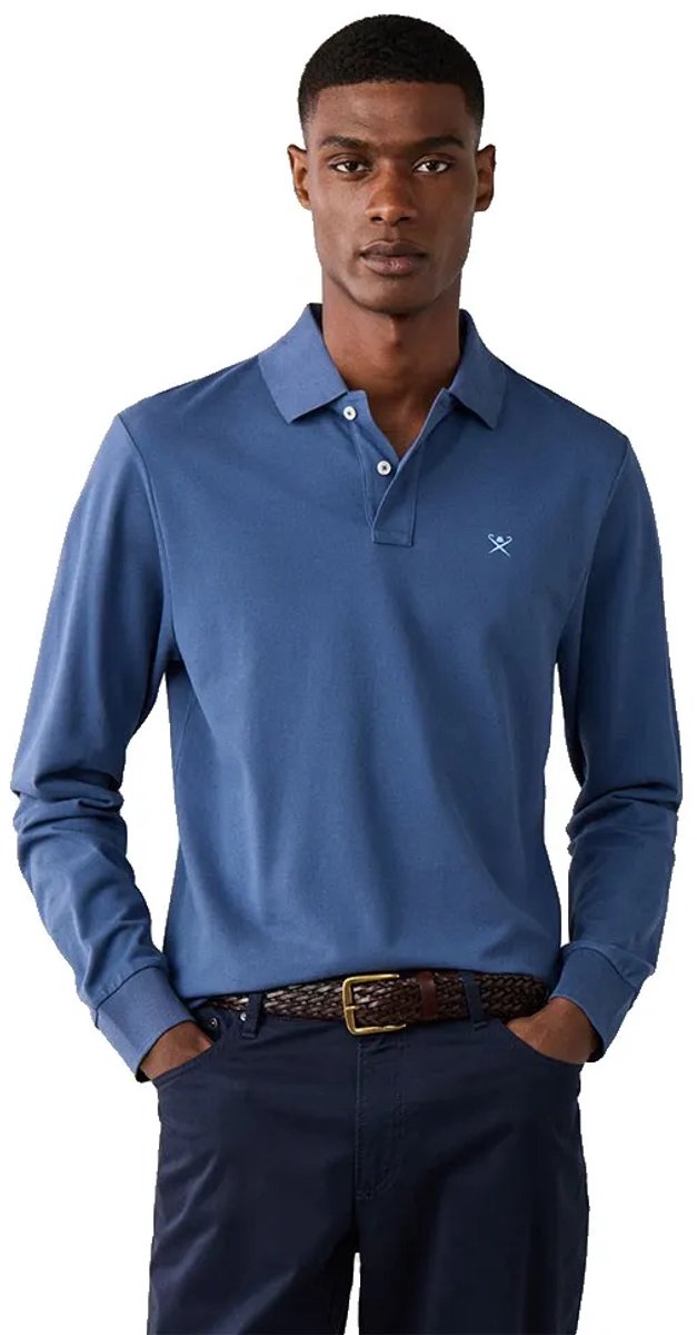 Hackett Hm5500048 Lange Mouw Poloshirt Blauw XL Man