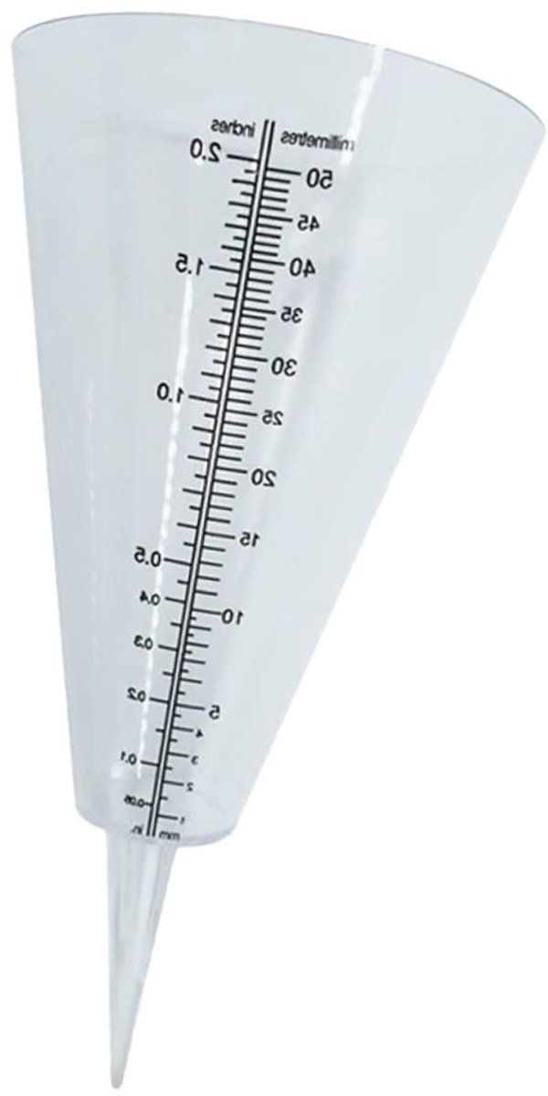 Regenmeter Tuin - Neerslagmeter Kunststof - Regenval Meten - Conisch Ontwerp - 35 cm - Transparant