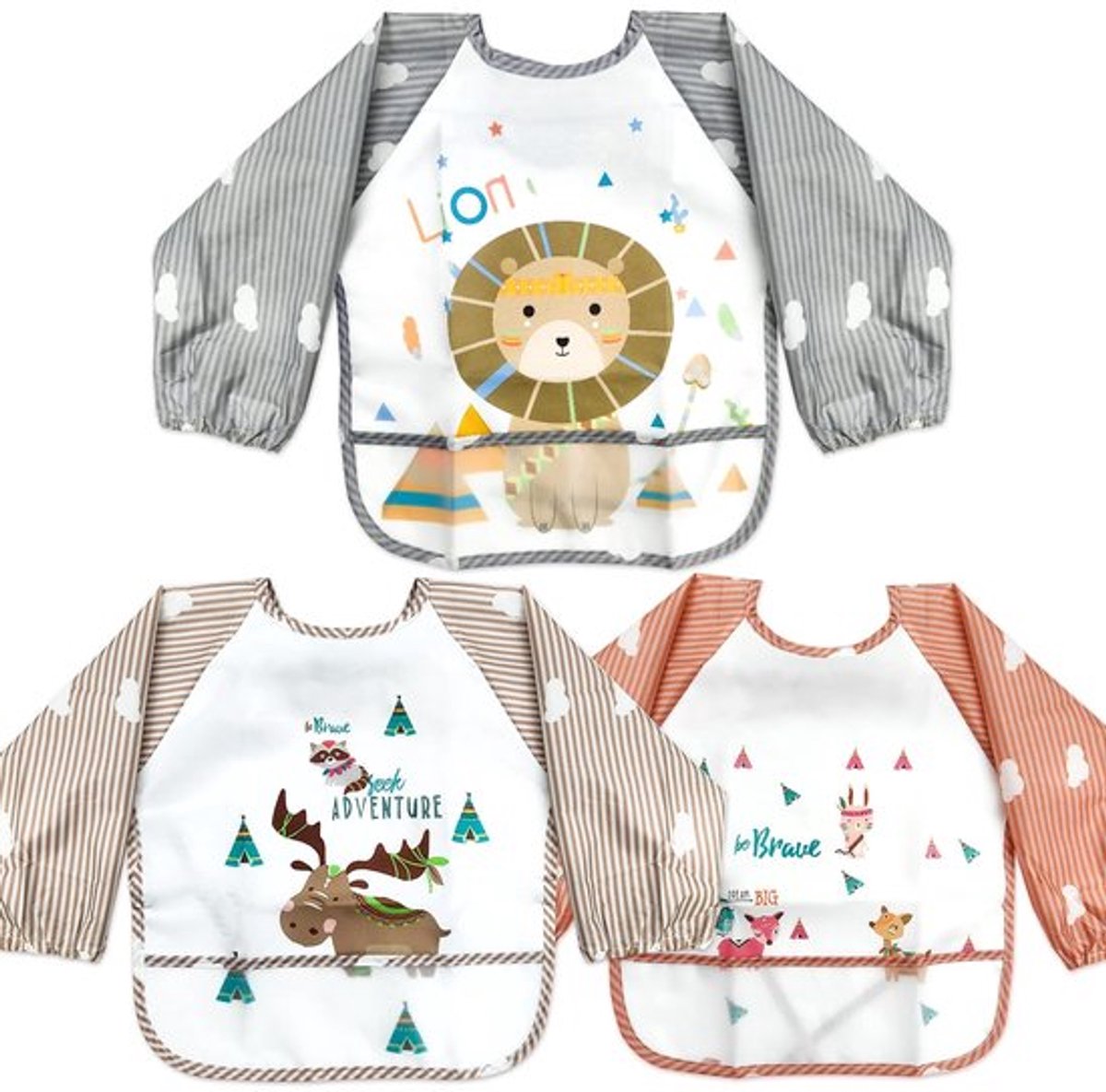 Babyslabbetjes - Set van 3 - Geschikt voor schilderen/spelen - Eén maat - Duurzaam materiaal - Antislip achterkant - Slabbetjes