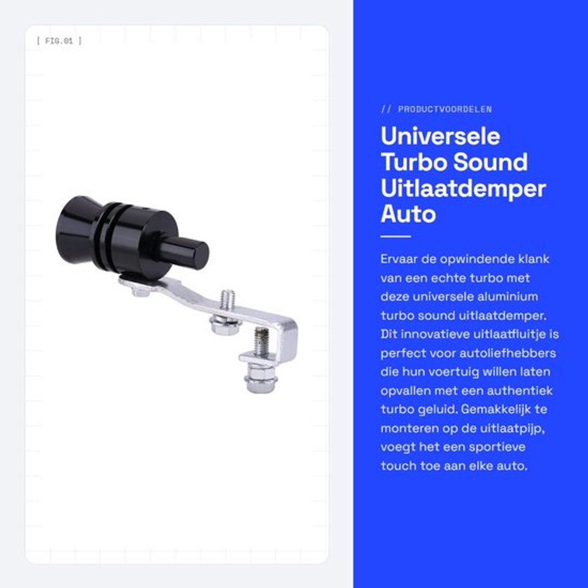 Uitlaatdemper Universeel - Aluminium - Turbo Sound - Blower/Simulator - Compact - Duurzaam Materiaal - Uitlaatfluitje