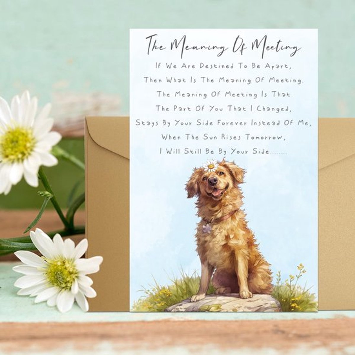 Condoleantiekaart Hartverwarmend - Rouwkaarten met Envelop - Herdenkingscadeau voor Hond - Rouwende Hondeneigenaren - Kleurrijk Papier - Afmetingen 20,5x13,5cm - Rouwkaart