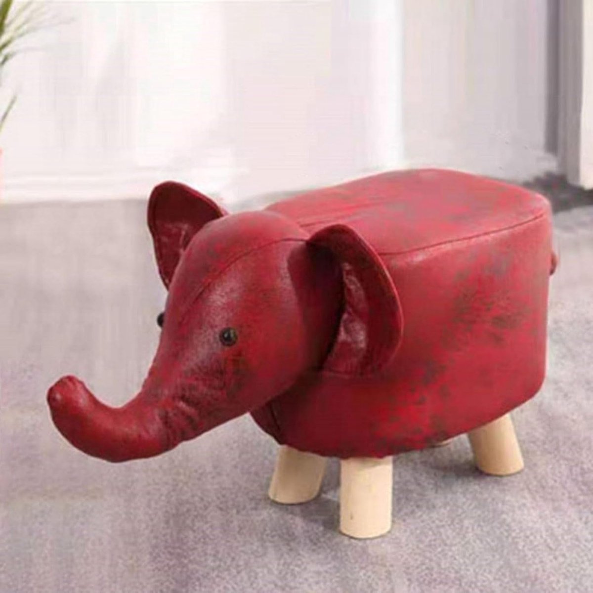 Dieren Voetenbank - Kinderkrukje Ottomaan - Meubels Decoratie - Schattig Ontwerp - 42 x 27 x 23 cm - Roze