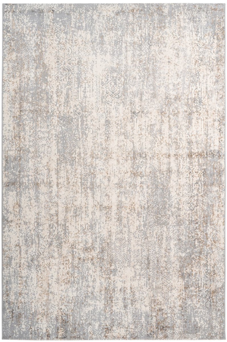 Padiro laagpolig vloerkleed 120 x 170 cm - taupe - modern abstract design - geschikt voor vloerverwarming - van polypropyleen en shrink polyester