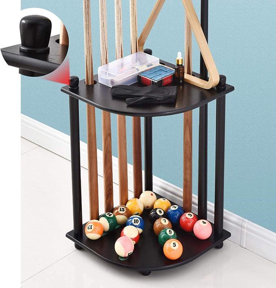 Biljart Keu Houder - Keurek Pooltafel - Biljartaccessoires Opbergen - Massief Hout - H 53cm B 36cm - Zwart — afbeelding 5
