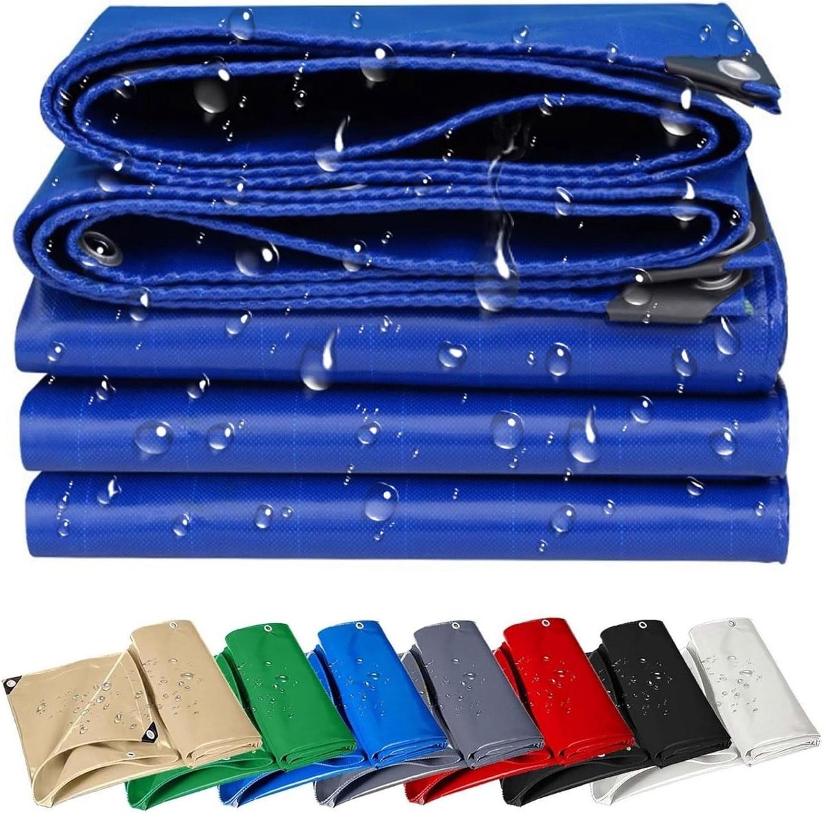 Afdekzeil Waterdicht - Dekzeil Oogjes - Outdoor Bescherming - Versterkte Rubberen Randen - 200 x 300 cm - Blauw
